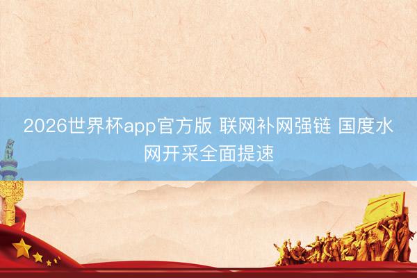 2026世界杯app官方版 联网补网强链 国度水网开采全面提速