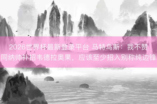 2026世界杯最新登录平台 马特乌斯:我不赞同纳帅补招韦德拉奥果,应该至少招入别称纯边锋