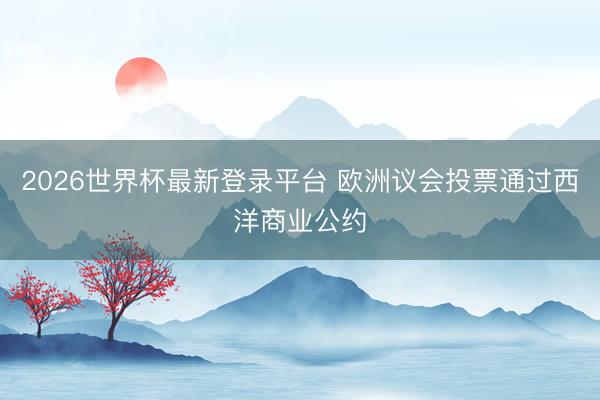 2026世界杯最新登录平台 欧洲议会投票通过西洋商业公约