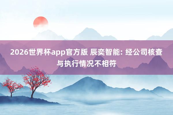 2026世界杯app官方版 辰奕智能: 经公司核查与执行情况不相符