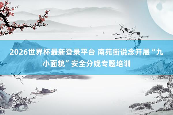2026世界杯最新登录平台 南苑街说念开展“九小面貌”安全分娩专题培训
