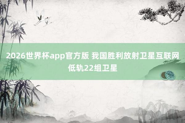 2026世界杯app官方版 我国胜利放射卫星互联网低轨22组卫星