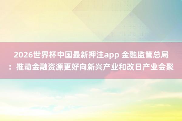 2026世界杯中国最新押注app 金融监管总局:推动金融资源更好向新兴产业和改日产业会聚